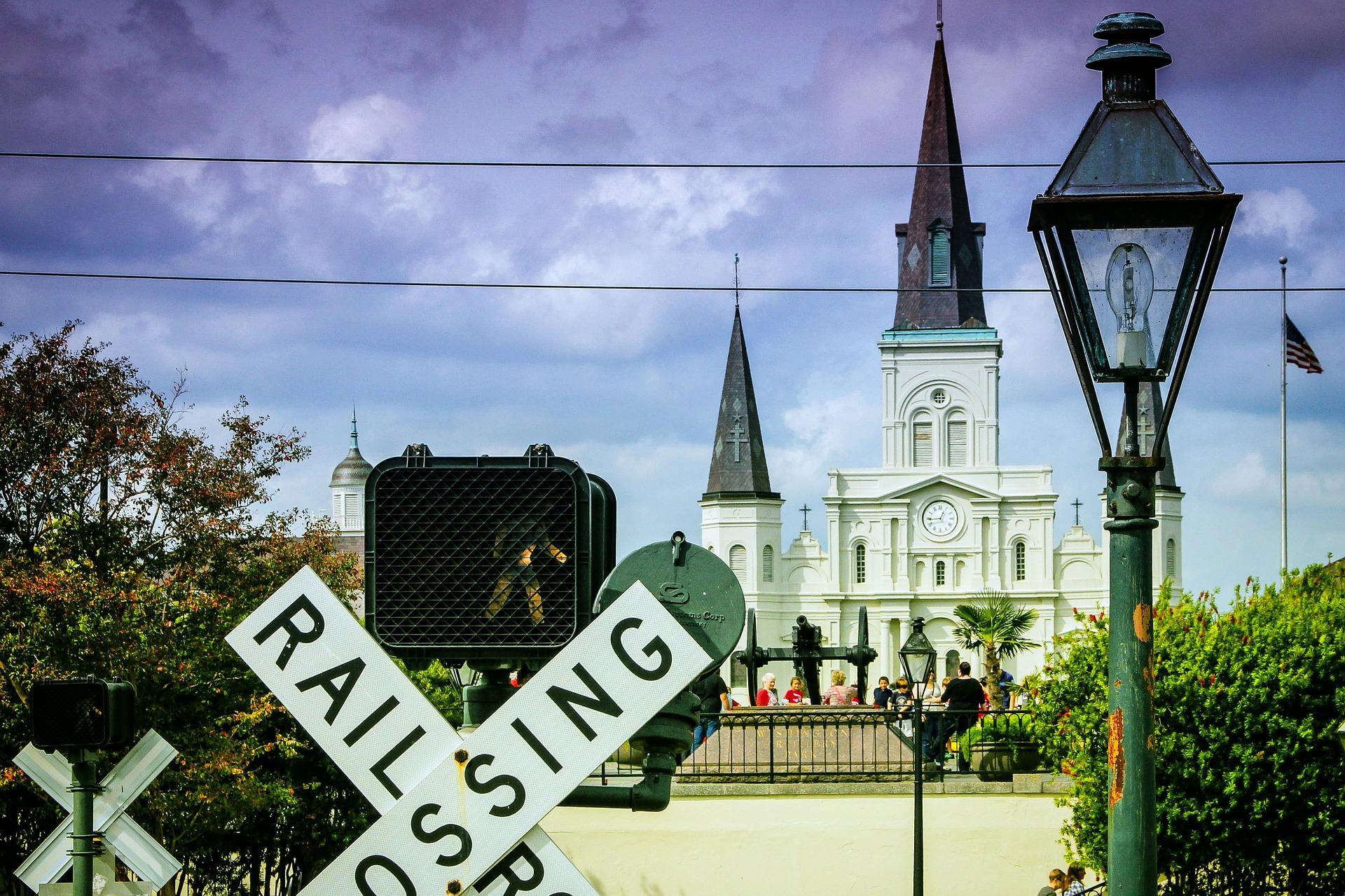 railroad with chapel in distance